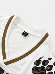 Manfinity EMRG Men Short Sleeve Letter Print Simple T-Shirt And Pants Set,Men Tracksuit,Men Two Pieces Outfits,Men Clothes,Boyfriend Gift Y2k Clothes Men Y2k Jersey - Coffee Brown - View 7