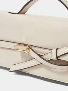 SHECARRY 女士时尚百搭休闲简约手提包 - 米色 - 查看 5