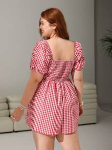 SHEIN EZwear Plus Size Casual Cherry Fruit Print Loose Jumpsuit, Spring/Summer - Multicolor - View 2