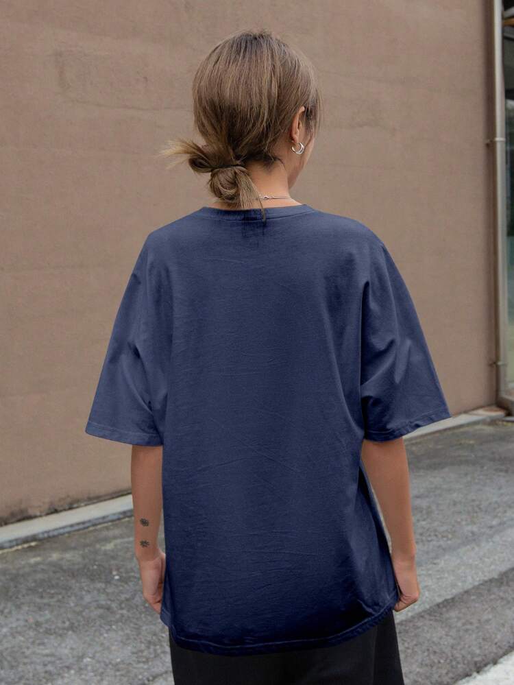 Women's Casual Loose Design Patchwork Short Sleeve T-Shirt, Summer Oversized T-Shirt