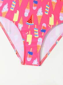Tween Girls' Vacation Ice Cream Print One-Piece Swimsuit, Random Print Young Girls Sets Summer Young Girls Sets Bathing Suits For Teens One Piece Swimming Suits For Teens One Piece Swim Suits For Teen Girl One Piece - Multicolor - View 6