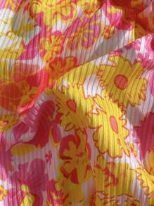 Swim Mod Women's "Call" Print Tied Spaghetti Strap Bikini Top For Summer Beach Vacation - Multicolor - View 5