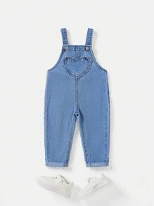 Cozy Pixies Baby Mädchen Herbstkleidung Rüsche Saum Quadratischer Ausschnitt Schleife Vorne Jeans Latzhose Jumpsuit ohne T-Shirt