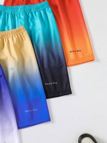 SHEIN 5 件/套 Tween Boy 休闲运动网眼面料渐变色工装短裤，适合夏季日常穿着和户外活动 - 彩色 - 查看 4