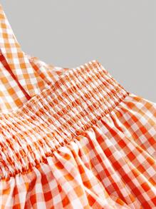 SHEIN MOD Camolă cu fundă drăguță în carouri de mărime mare pentru femei Plus Topuri Bluze pentru femei Bluză de lucru pentru femei Topuri de vară pentru adolescenți Topuri drăguțe de vară pentru femei