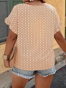 SHEIN Holidaya Camisa casual de manga corta con estampado de flores para mujer talla grande, ideal para vacaciones