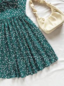 Soleia 碎花前扭結肩上打結吊帶連衣裙 - 彩色 - 查看 4