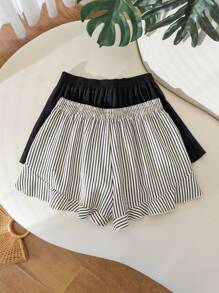 CosyJoli 大码女式抽绳腰全弹力休闲夏季短裤 - 彩色 - 查看 2