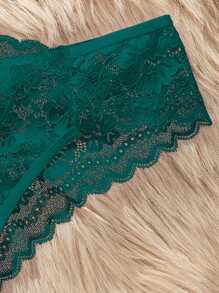 Lace Trim Seamless Panties (Thong), White