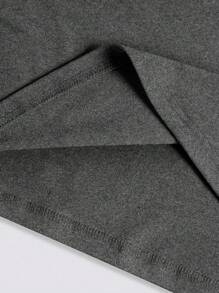 SHEIN LUNE 纯色休闲长袖 T 恤，舒适百搭时尚女士上衣，适合居家和户外穿着 - 深灰色 - 查看 5