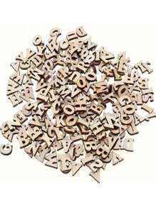 SHEIN 100/200pcs, Hot Log Vintage Color Wood English Letter Homemade Craft DIY Handmade Party Decoration Gift Birthday