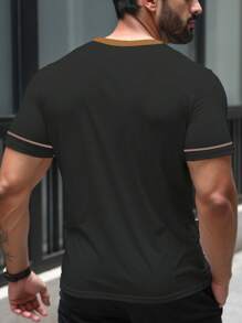 Manfinity Homme Men's Motorcycle Graphic Print Fitted Crew Neck Short Sleeve T-Shirt - Multicolor - View 2