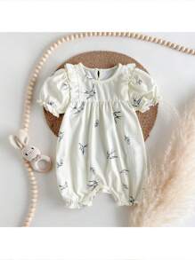 Loomiva 女童卡通恐龙印花圆领短袖连体衣 - 杏色 - 查看 7