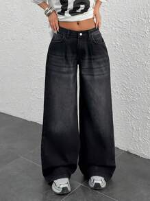 EURMUSE 低腰阔腿休闲牛仔裤，夏季时尚