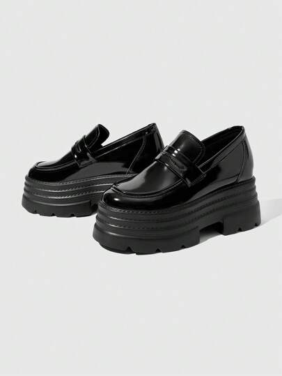 Goth Women's Black Slip-On Loafers, Mary Jane Flat Shoes, Japanese JK Uniform Style, Formal Work Shoes, Platform & Thick Sole Flats