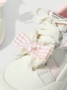 ROMWE Kawaii 女士粉色蝴蝶结系带休闲软底轻便跑步鞋，玛丽珍小皮鞋，甜美风格运动鞋 - 粉色 - 查看 7