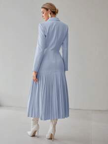 MOTF PREMIUM PLEATED DOUBLE BUTTON DRESS - Baby Blue - View 6