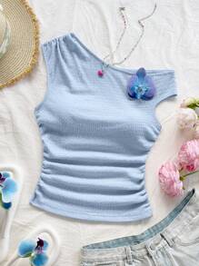 Soleia Áo crop top ngắn cổ bất đối xứng in họa tiết hoa 3D màu vàng mù tạt cho kỳ nghỉ lễ hội âm nhạc mùa hè - Nhiều màu - Xem 4