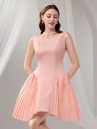 Poshira Women's Elegant Solid Color Waist Splice Pleated Back Halter Evening Dress,Graduation Gift Graduation Dress, Women's Fashion Formal Dress Maxi Dress, Beaded Design, Body Sequins, Suspender Summer Dress For Women, Party Dress, Prom Dress