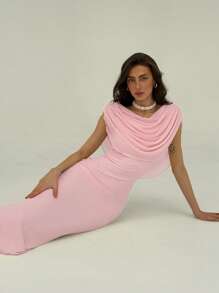 Aloruh 女士纯色褶皱优雅长裙，适合夏季