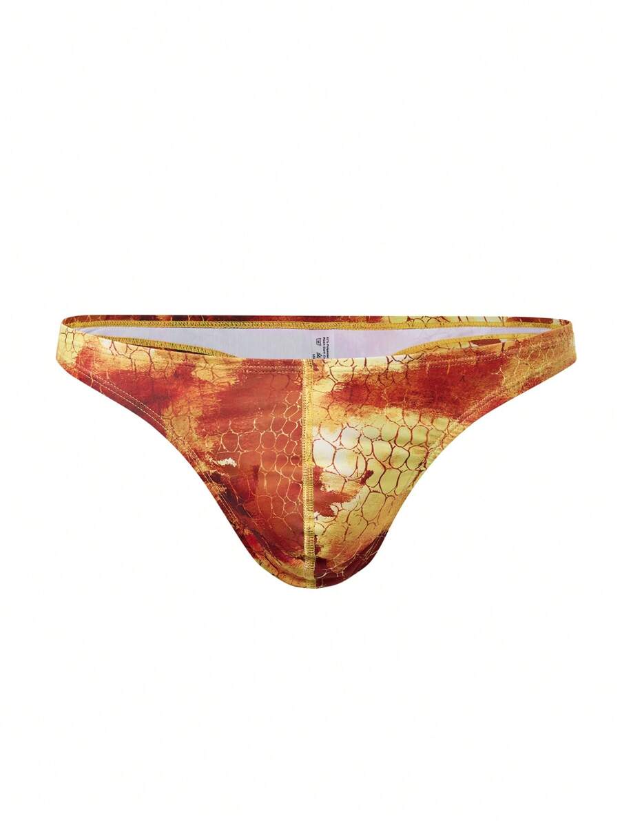 Manfinity Swimmode Men's Tie Dye Print Thong Bikini Briefs For Beach