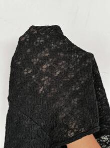 SHEIN Frenchy Plus Size Summer Elegant Simple Sweetheart Neck Black Bodysuit For Women - Black - View 6