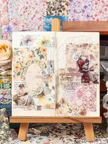 SHEIN 1 Book / 100 Sheets Of Classic Decorative Paper, 6 Styles, 100 Unique Designs, Back To School Supplies, Suitable For Scrapbooking, Journaling, Crafts, Memos And Origami, General Stationery, Makes A Perfect Small Gift
