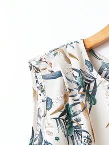 SHEIN VCAY Set di 2 pezzi composto da un top stampato a tema tropicale e pantaloni strutturati, adatto a taglie forti per l'estate