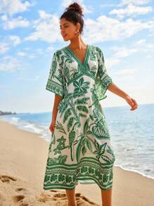 Travachic 热带印花连衣裙，时尚夏装 - 綠色 - 查看 7