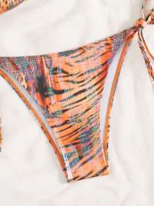 SHEIN Swim Women 2 Pieces Bikini Set, Sexy, Fashionable, New Style, Leopard Print, Strapless Adjustable, Summer Vacation Beach Swimwear