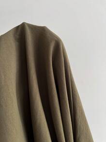 SHEIN LUNE Women's Solid Color Elastic Waist Drawstring Hem Straight Leg Casual Pants Fall Cloth For Women - Army Green - View 7