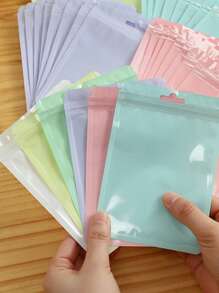 SHEIN 12/30/48Pcs 4.13 X 5.9 Inch Resealable Packaging Bags Mixed Color Rectangle Plastic Self Seal Bags Smell Proof Pouch Bags With Clear Window For Food Storage, Party Favor, Small Jewelry Packing,Candy Cookie Food Storage