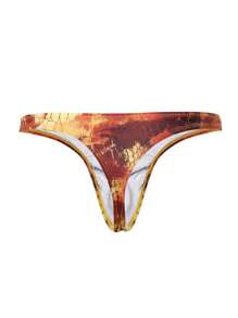 Manfinity Swimmode Men's Tie Dye Print Thong Bikini Briefs For Beach