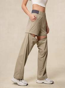 OutZeal Pantalones impermeables y resistentes al desgarre de nailon 2 en 1 para caminar al aire libre, de tiro alto y longitud completa, para senderismo