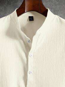 Manfinity Homme Loose Fit Minimalist Half Button Men's Shirt And Pants Set, Summer, Cozy Outfits - Multicolor - View 4