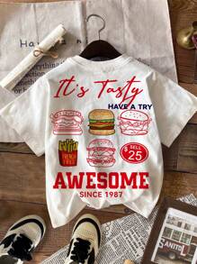 SHEIN 3pcs/Set Casual Minimalist Cartoon Pattern T-Shirts For Young Girls, Suitable For Summer