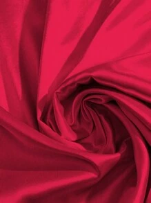 SHEIN PETITE French Elegant A-Line Satin Skirt, Fashionable Fall Cloth For Women - Burgundy - View 3