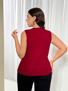 Firerie 女士优雅心形红色金属装饰正式背心，轻盈夏季新款办公室西装外套，毕业典礼 - 紅色 - 查看 2