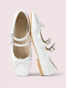 CUCCOO DOLLMOD CUCCOO Casual Versatile Minimalist Bow Decor Flat Ballet Shoes - White - View 2