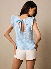 SHEIN Frenchy Summer Checkered Back Lace-Up Top, Cap Sleeve Shirt, Backless Top Casual Wear Comfortable