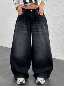 EURMUSE 低腰阔腿休闲牛仔裤，夏季时尚