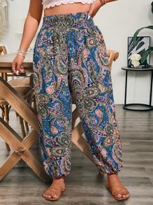 Breezaya Plus Size Paisley Print Casual Pants