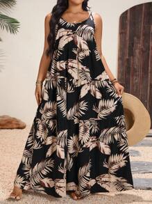 SHEIN VCAY Plus Size Summer Adjustable Strap Dress, Fashionable Scoop Neck Summer Outfits For Women  Beach Outfits For Woman Vacation Outfits Women Beach Boho Rave Outfits Country Concert Outfit Festival Outfits Brunch Outfits For Women Beach Vacation Outfits Graduation Outfit Old Money Graduation Dress Sun Dresses For Women Birthday Dresses For Women Vacation Dress Floral Dress Strapless Dress - Multicolor - View 3