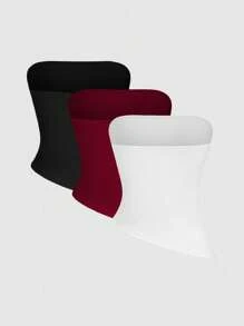 Sweetra طقم من 3 قطع للمرأة، ملابس علوية بندو عصرية ذات خط أسفل غير متساو مائل - متعدد الألوان - مشاهدة 2