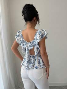 Airlisse Blusa con vita arricciata e stampa floreale