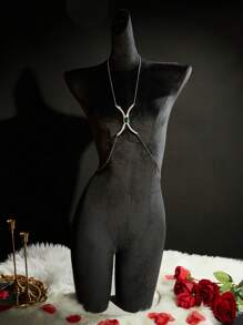 SHEIN Áo ngực gợi cảm đính đá Rhinestone cho nữ, Áo ngực đính đá Rhinestone Chain - Bạc - Xem 6