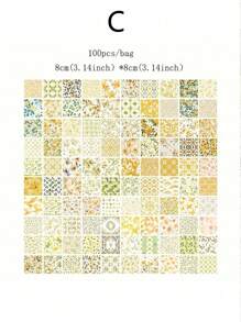 SHEIN 1 Book / 100 Sheets Of Classic Decorative Paper, 6 Styles, 100 Unique Designs, Back To School Supplies, Suitable For Scrapbooking, Journaling, Crafts, Memos And Origami, General Stationery, Makes A Perfect Small Gift