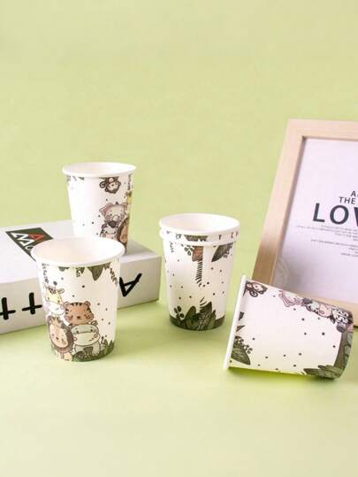 10/20/50pcs Jungle Party Cartoon Animals Giraffe Lion Birthday Party Picnic Disposable Cups