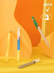 SHEIN Duck Pens Fingertip Small Pulley Roller Skating 0.5mm Ballpoint Black Color Gel Ink For Writing Office School Back To School