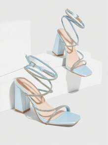 CUCCOO SZL Tacones altos de moda con decoración de strass y diseño de hebilla ajustable para mujer CUCCOO